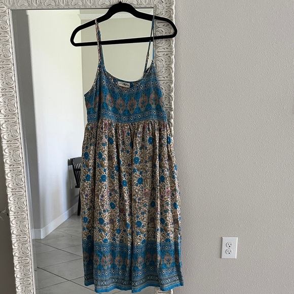 NATURAL LIFE Dresses & Skirts - NATURAL LIFE Teal and Cream Boho Dress